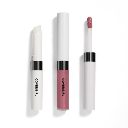 (2-Pack) Covergirl Outlast All-Day Lip Color Liquid Lipstick and Moisturizing Topcoat, Longwear, ALWAYS ROSY