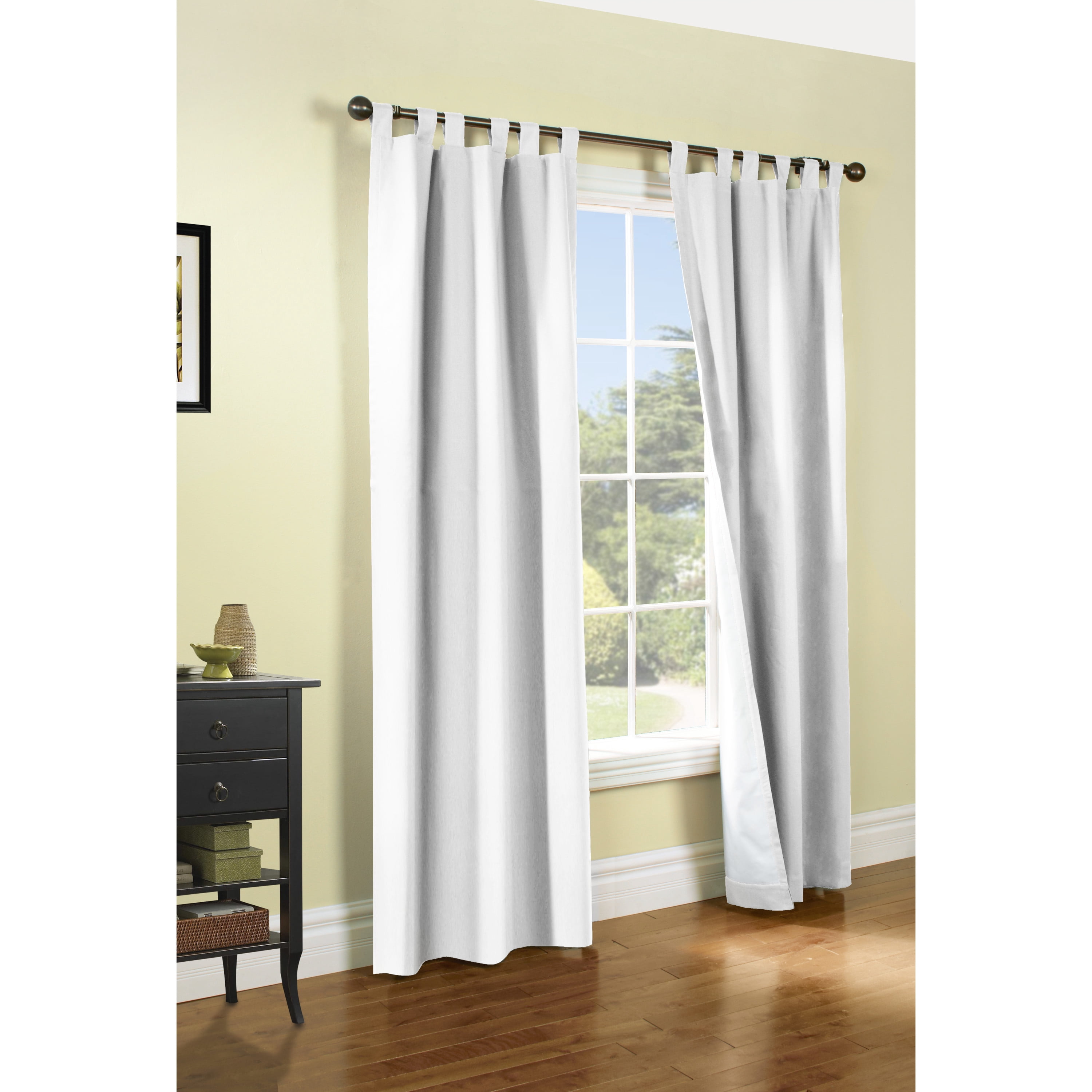 Winmate Insulated Cotton Tab Top Curtain Panel - Pair each 40" x 72" in White