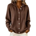 thumbnail image 2 of Chiccall Cardigan Sweaters for Women Women's Long Sleeve Button Down Sweater Coat, Casual Fall Winter Fashion Hooded Knit Outerwear Coffee S, 2 of 10