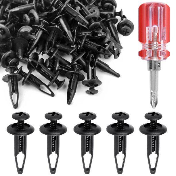 Xislet 100 piezas de remaches de plástico compatibles con Rhino 450 660 700 Grizzly 600 ATV cuerpo guardabarros capó panel de tanque de combustible sujetador de empuje remaches de tornillo