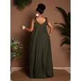 thumbnail image 2 of Plus Size Women's Green A-Line Dress, Casual Sleeveless Beach Vacation Dress, Summer, 2 of 6