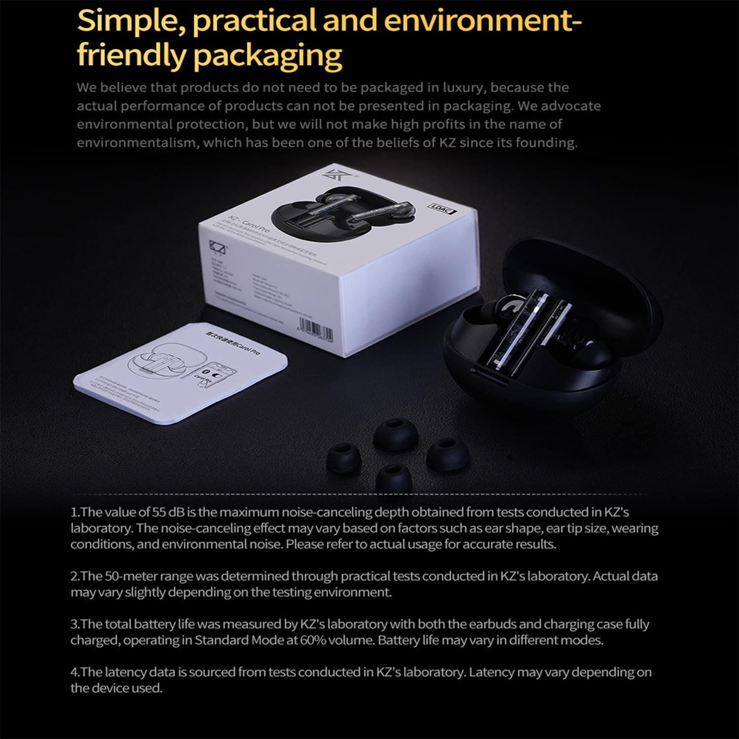 KZ Carol Pro Wireless Earbuds, Bluetooth 5.4 Headphones Stereo Ear buds Deep Bass 35H Play Time, Noise Cancelling Earphones Bluetooth Earbuds , 6HD Mics for Android iOS