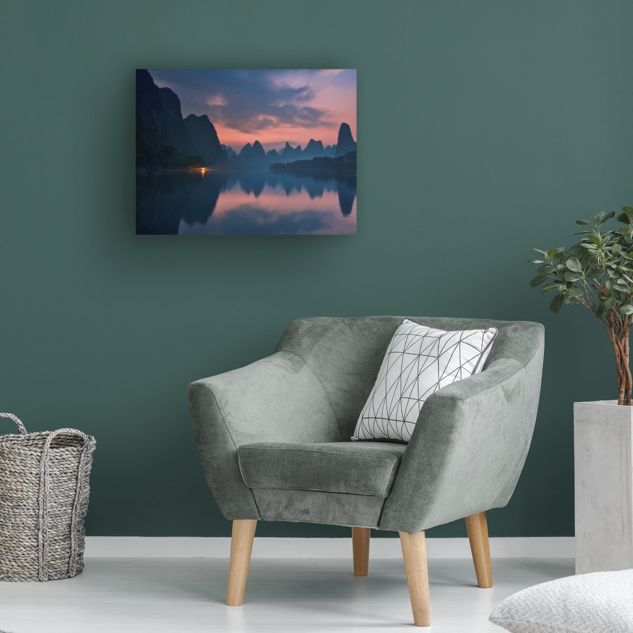Canvas Wall Art - Yan Zhang 'The Dawn Of Li River' Wall Art for Living Room, Bedroom, or Office D?cor by Trademark Fine Art - 24 x 18 Inches