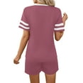 thumbnail image 4 of Shine Up Casual Outfit Sets for Women 2 Piece Loungewear Summer Tshirt Shorts Sets Stripe Tracksuits, 4 of 5