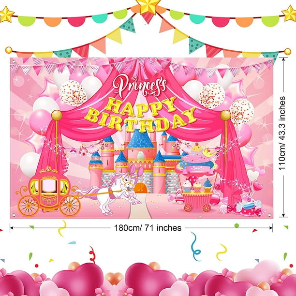 Carte de voeux joyeux anniversaire ballon princesse fille 12.5cm x 17