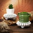 thumbnail image 2 of Yookeer 2 Pcs Wooden Risers for Displays Round Wood Riser Distressed Wood Risers Farmhouse Pedestal Display Stand Rustic Pedestal Stand Beaded Decor for Tiered Trays Home(3.94 Inch,White), 2 of 7