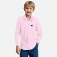 thumbnail image 2 of Staki Boys Button up Boys Shirts Long Sleeve Casual Button Down Shirts Cotton Shirt with Pocket(Pink,2-3 Years), 2 of 4