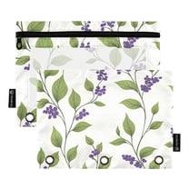 ALAZA 2 Pack Pencil Pouch Leaf Green Pencil Case for 3 Ring Binder Clear Window Pencil Bag Organizers