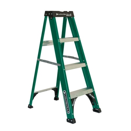 Louisville Ladder 4' Fiberglass Step Ladder, 8' Reach, 225 lbs Load Capacity, FS4004