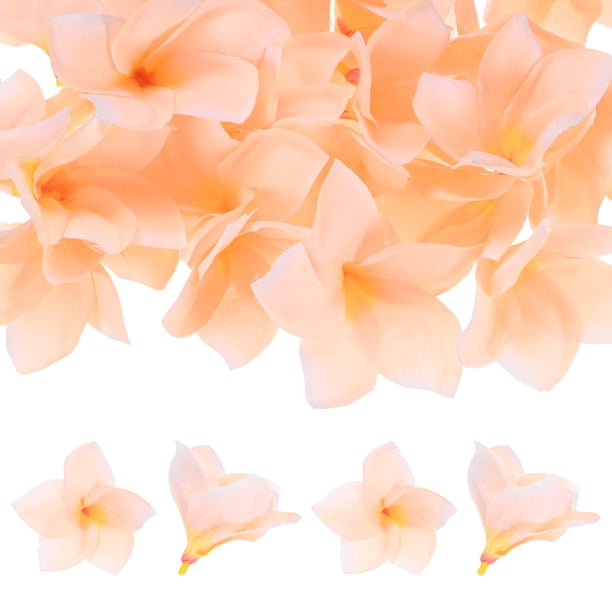 Uxcell 10-Pack Cabezas de Flores Plumeria Artificiales, 3.94"/ 10cm Flores Plumeria Falsas de Seda para Manualidades DIY, Champagne