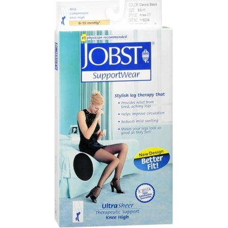 Jobst Classic Stockings - JOBST SupportWear Knee High Stockings 8-15 mmHg Ultra Sheer Classic Black Large 1 Pair (Pack of 2)