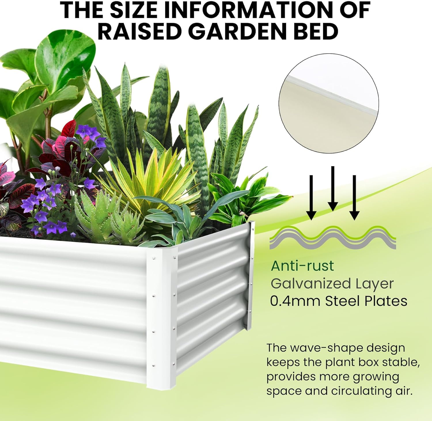 Galvanized Raised Garden Bed,Outdoor Planter Box Metal Patio Kit,Outdoor Rectangular Metal Planter,Planting Bed for Vegetables Flowers Herb