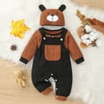 thumbnail image 2 of UAYOTSE Baby Boys 3 Piece Bear Outfit Ribbed Bodysuit Overalls Hat Infant Fall Clothing Size 12-18 Months, 2 of 8