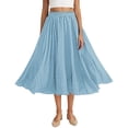 thumbnail image 3 of TaTaai Women Summer Solid Elastic Waist Skirt Casual Loose Fit Skirt Ladies Holiday Gathering Vacation Wear Lightweight Breathable No Fading Soft Elegant Skirt Gift, 3 of 9
