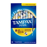Tampax Pearl Tampons with LeakGuard Braid, Regular, 10 Count