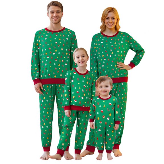 AIGUR Family Matching Christmas Pajama Set, Family Matching Christmas Pajamas Set Cartoon Print Holiday Pajamas Sleepwear Dad Mom PJs