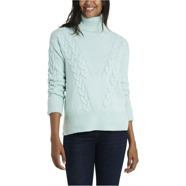 Vince Camuto Womens Cable-Stitch Pullover Sweater, Green, Medium