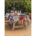 thumbnail image 3 of Outdoor Tablecloth with Umbrella Hole for Patio/Picnic/Party/Camping, Independence Day Floral Waterproof Table Cloth Rectangle Table Cover Washable, Anniversary USA Flag Vintage (60"x 102"), 3 of 9