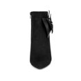 thumbnail image 5 of BLISSFUL STEP Women's Ankle Boots Faux Suede Bow Decor Stiletto Heel Pointed Toe Side Zip Booties  Black 10, 5 of 7