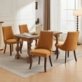thumbnail image 6 of Gold Mid Century Dining Chairs Set of 6, Modern Kitchen & Dining Room Chairs Set of 6, Linen Upholstered Kitchen Chairs for Dining Table, Sillas de Comedor, Wood Legs (Yellow, 6 Pcs), 6 of 12