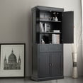 thumbnail image 3 of Gymax Freestanding Kitchen Cabinet Pantry Cupboard w/Adjustable Shelves Black, 3 of 9