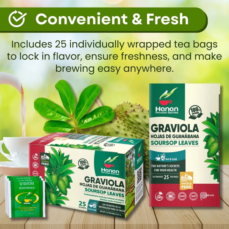 Soursop Tea Bags - 100% Pure Hojas de Guanabana Leaves - Graviola