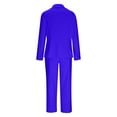thumbnail image 5 of Woman'S Two Piece Business Suits V-Neck Solid Color Button Fashion Fallow Long-Sleeved And Wide Leg Trousers Suits Blue S, 5 of 6