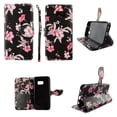 thumbnail image 1 of Pink Flower Black Wallet Folio Case for Samsung Galaxy S7 Fashion Flip PU Leather Cover Card Cash Slots & Stand, 1 of 2