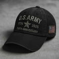 thumbnail image 2 of 250th Anniversary Army Hat, Embroidered Baseball Cap Tribute Washed Denim Hat Color Dark Gray Size One Size, 2 of 7