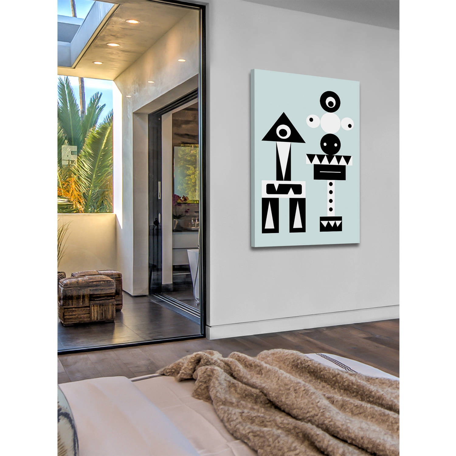 "One-Eyed Robots" Painting Print on Wrapped Canvas