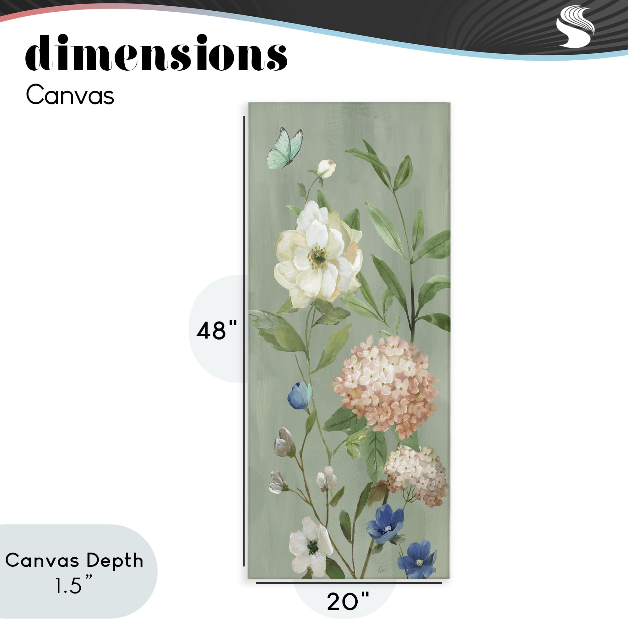 Stupell Industries Mint Floral Cluster & Butterfly Canvas Wall Art, design by Nan