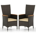 thumbnail image 1 of Costway Patio Rattan Chairs Set of 2 with High Backrest & Acacia Wood Armrests, Cushion, 1 of 9