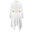 thumbnail image 3 of Sholeno Girls Long Sleeve Praise Dance Dress Metallic Gold Church Robe Tunic Asymmetrical Chiffon Skirt White 16, 3 of 6