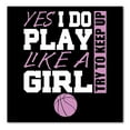 thumbnail image 1 of DistinctInk Custom Bumper Sticker - 4" x 4" Decorative Decal - Black Background - Volleyball Yes I Do Play Like a Girl, 1 of 2