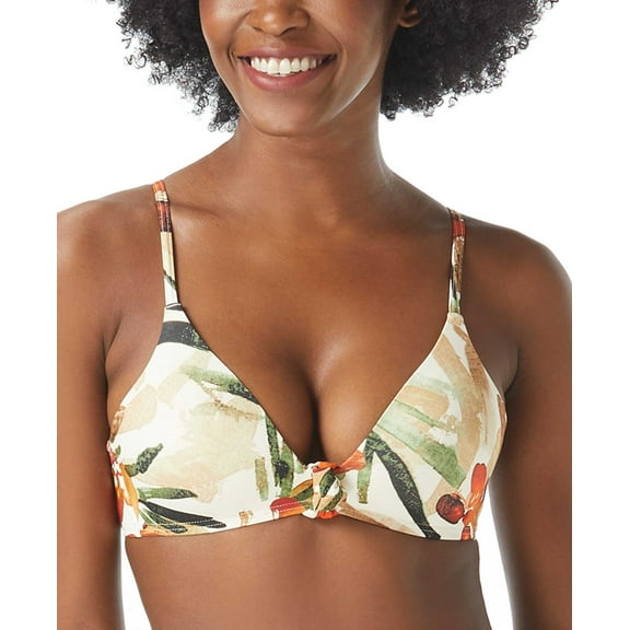 Vince Camuto BONE Seychelles Floral Knotted Bikini Swim Top, US Large