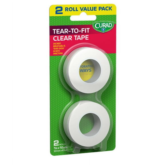 Transperent Plastic Clear Tape Adhesive Medical Tape First Aid 1in x 10yds Case of 2