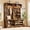 Brown, variant on iPormis 70“ Large Hall Tree with Bench and Adjustable Storage Shelves, 6-in-1 Farmhouse Entryway Bench w/Coat Rack, Top Storage, Small Shelves for Entryway, Living Room, Led Lights,Black