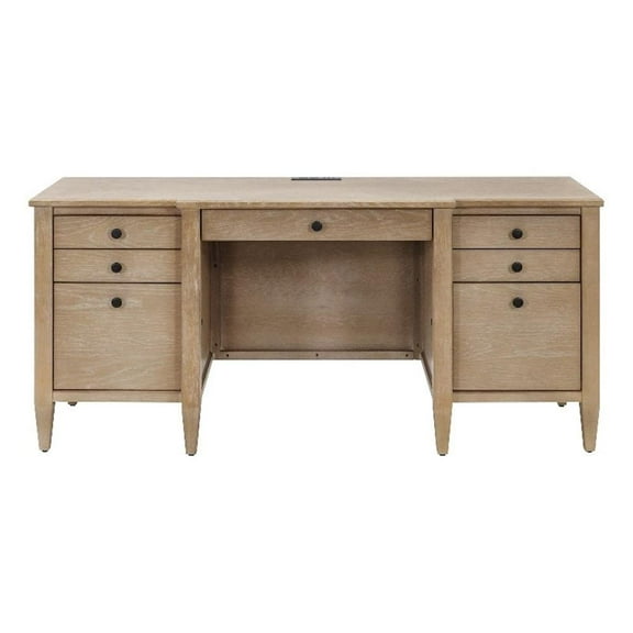 Pemberly Row Wood Credenza Wood Office Desk Writing Fully Assembled Light Brown