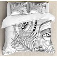 thumbnail image 1 of Duvet Cover Sets, Trippy Abstract Surreal Human Faces Tattoo Style Art Print,, 1 of 3