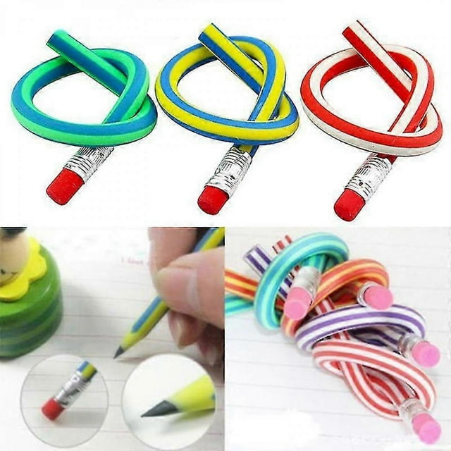 Color Magic Bending Flexible Soft Pencil With Rubber Pencil Bending Toy Pencil Small Gift High Stripe Soft Pencil