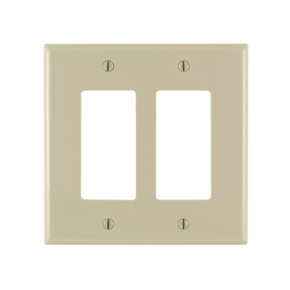 Leviton 86602 2-Gang Decora/GFCI Device Wallplate, Oversized, Thermoset, Device Mount, Ivory, Image