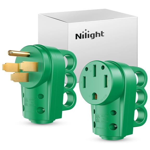 Nilight 50 Amp RV Male and Female Plug Set Heavy Duty14-50P 14-50R Receptable 125V/250V Volt ETL Listed for Electrical Camper Caravan Motorhome Van Trailer