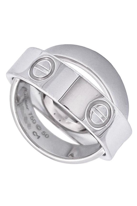 Pre-Owned Cartier Secret Love Ring, Size #50, 18K White Gold, 10.7g, Women's Ring