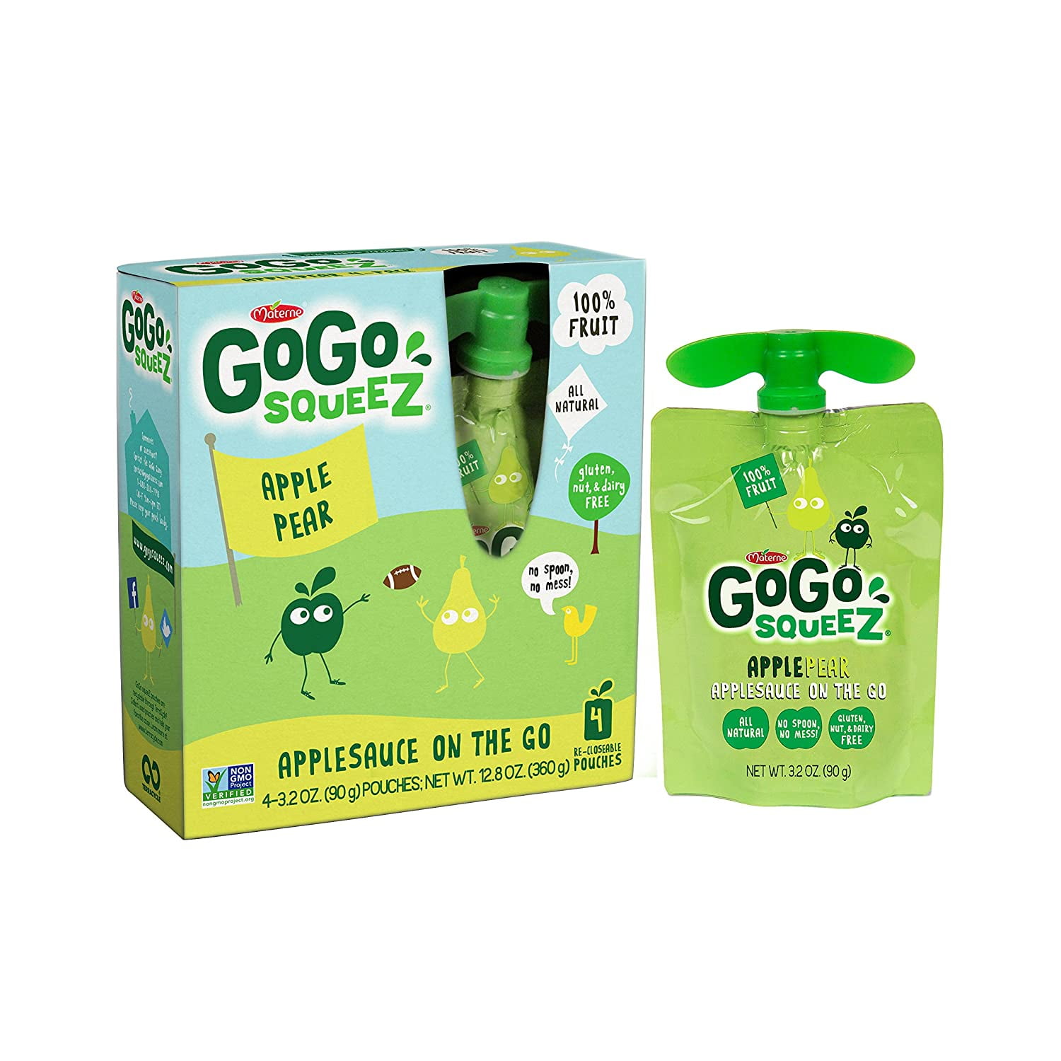 GoGo squeeZ Applesauce on the Go, Apple Pear, 3.2 Ounce Portable BPA