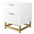 thumbnail image 6 of Modern 2 Drawers Nightstand for Bedroom, White Bedside Table with Metal Base and Geometric Pattern, 6 of 6