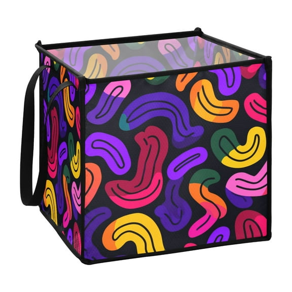 Home Organizer Foldable Fabric Storage Bin With Handle Different Thick Neon
