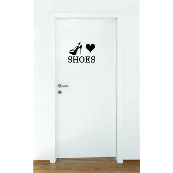 Decal - Peel & Stick Wall Sticker Heart Shoes Teen Girls Fashion Wardrobe Bedroom Closet Quote Home Decor Picture Art 12 x 12 Inches