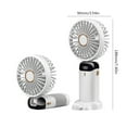 thumbnail image 2 of Ventilador de mano 3000mAh Plegable USB 5 Ajuste de velocidad Soporte para teléfono Blanco, 2 of 9