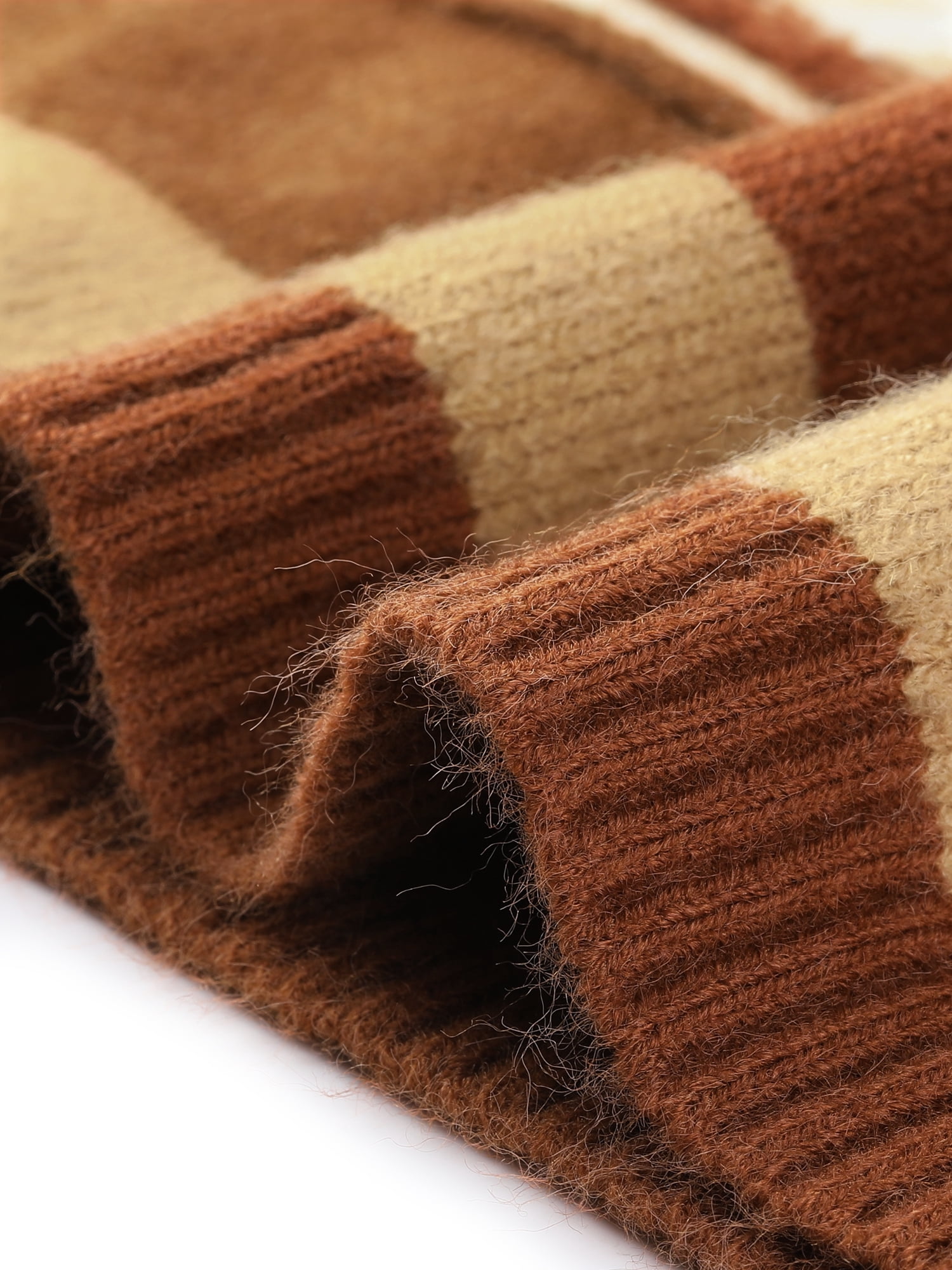 DARING DIVA Women's Plus Size V Neck Striped Knit Sweater Vests 4X Brown