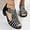 Black, variant on Vintage Western Sandals for Women - Peep Toe Mid Heel Party Shoes with Rear zipper, Comfortable Summer Sandals